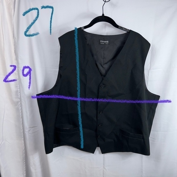 Edwards Vest Suit Signature High Button Front V neck Sleeveless Vest Top Shirt - Picture 4 of 8
